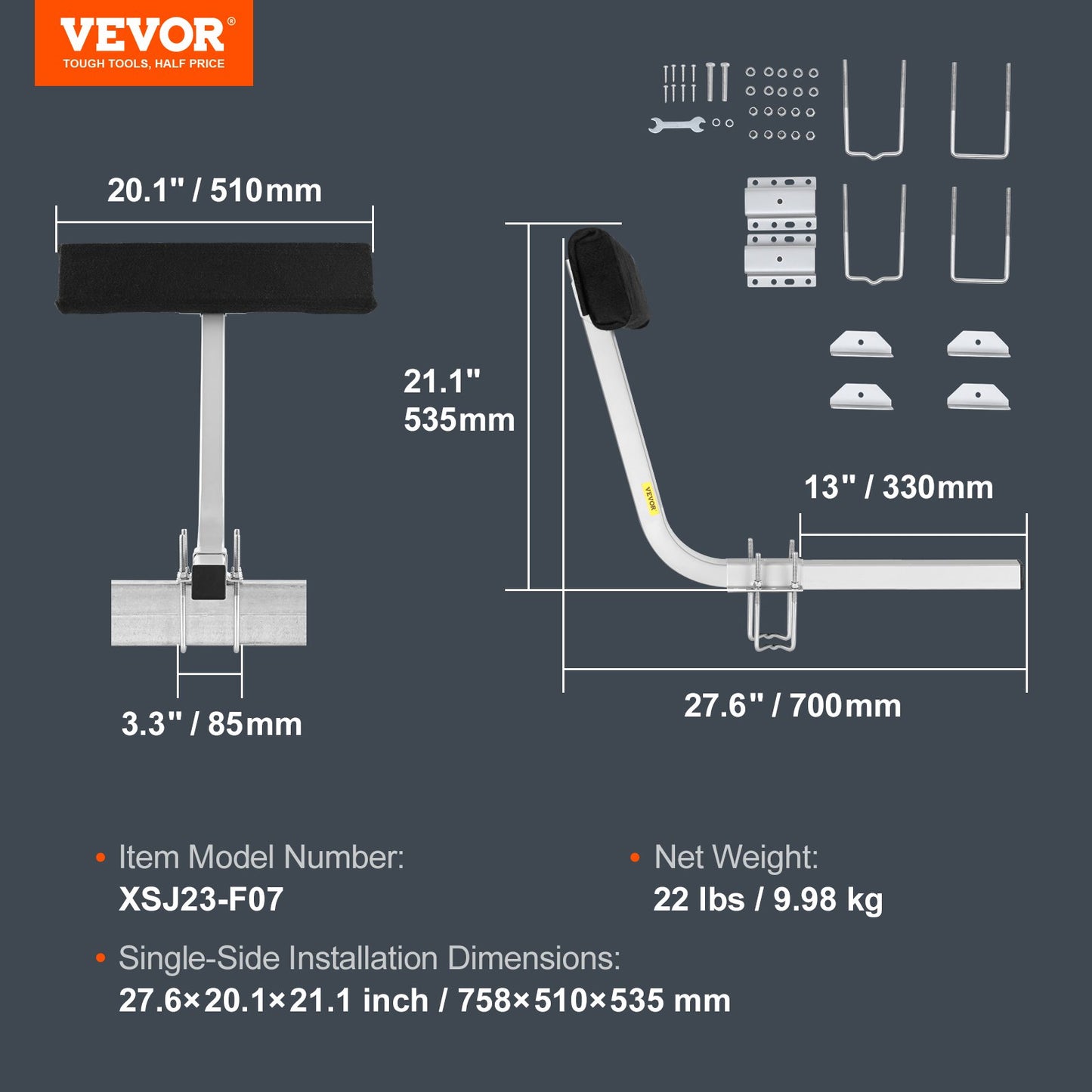 Boat Trailer Guide, 0,7M justerbar design Korta våningssläpguider, 2 ST.