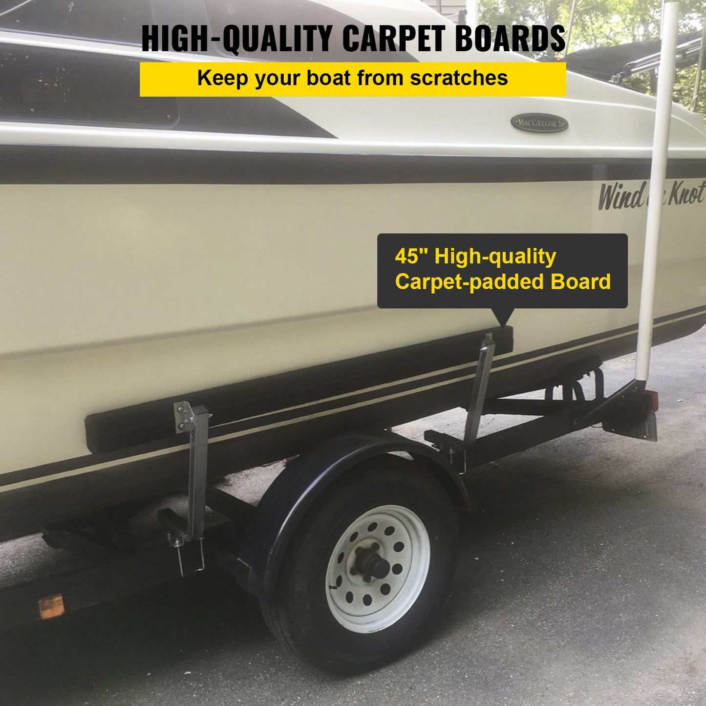 Boat Trailer Guide-on 45" π-form Trailer Guide på m/matta vadderade brädor