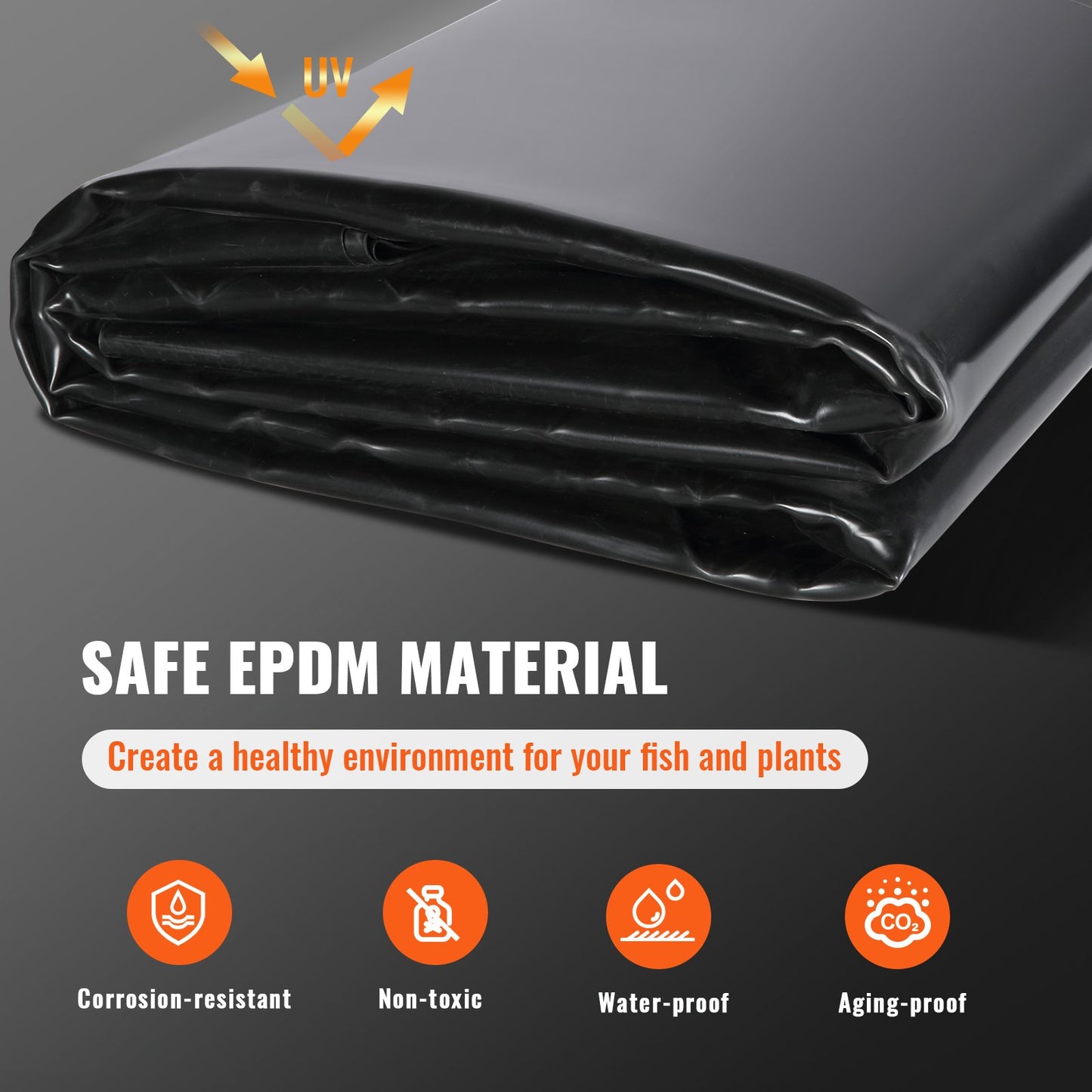 Pond Liner, 30 x 35 ft 45 mil Thickness, Flexible EPDM Material Pond Skin, Easy-to-Cut Underlay for Fish or Koi Ponds, Water Features, Waterfall Base, Fountains, Water Gardens, Black