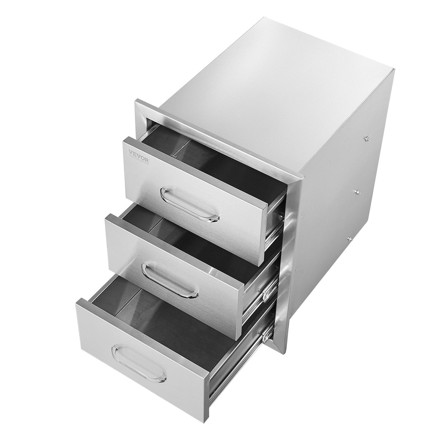 Utomhuskökslådor 16\" B x 21,5\" H x 18\"D, infälld BBQ-lådor med trippelåtkomst med handtag i rostfritt stål, BBQ Island-lådor för utomhuskök eller BBQ Island Patio Grill Station