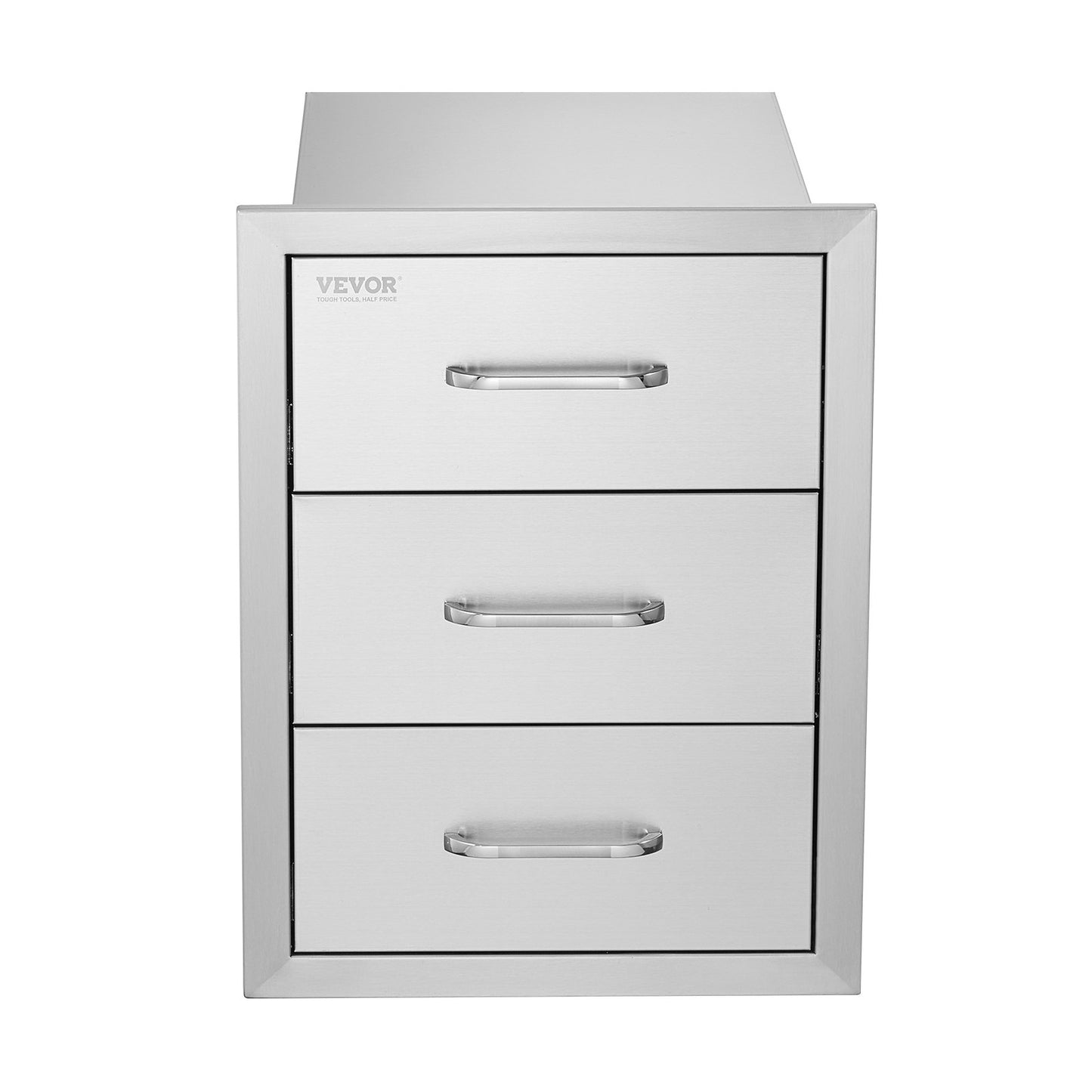 Utomhuskökslådor 16\" B x 21,5\" H x 18\"D, infälld BBQ-lådor med trippelåtkomst med handtag i rostfritt stål, BBQ Island-lådor för utomhuskök eller BBQ Island Patio Grill Station