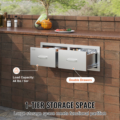 Cranks 75*25 cm grill box double horizontal drawers Durable with storage cabinet