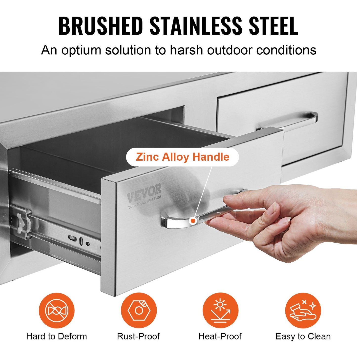 Cranks 75*25 cm grill box double horizontal drawers Durable with storage cabinet