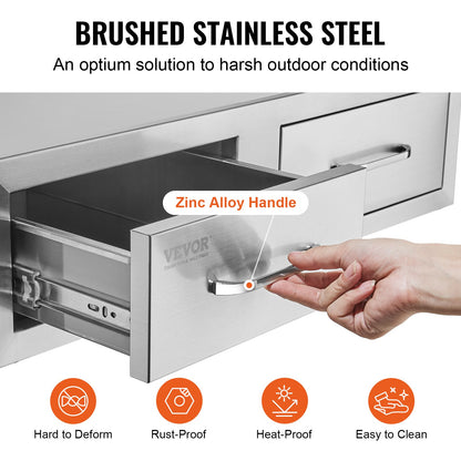 Cranks 75*25 cm grill box double horizontal drawers Durable with storage cabinet