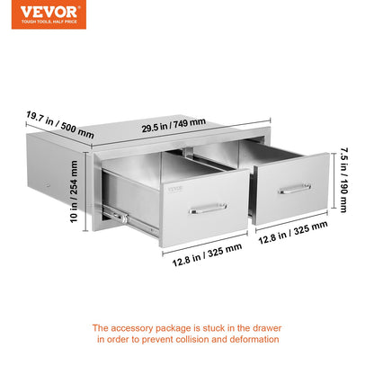 Cranks 75*25 cm grill box double horizontal drawers Durable with storage cabinet