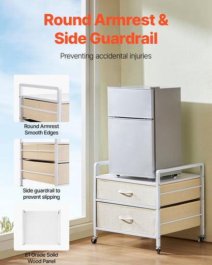 Mini Fridge Stand with Storage 176 lbs White Mini Fridge Table 2 Drawers