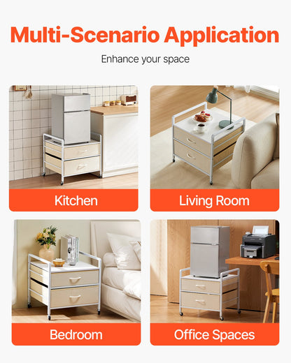 Mini Fridge Stand with Storage 176 lbs White Mini Fridge Table 2 Drawers