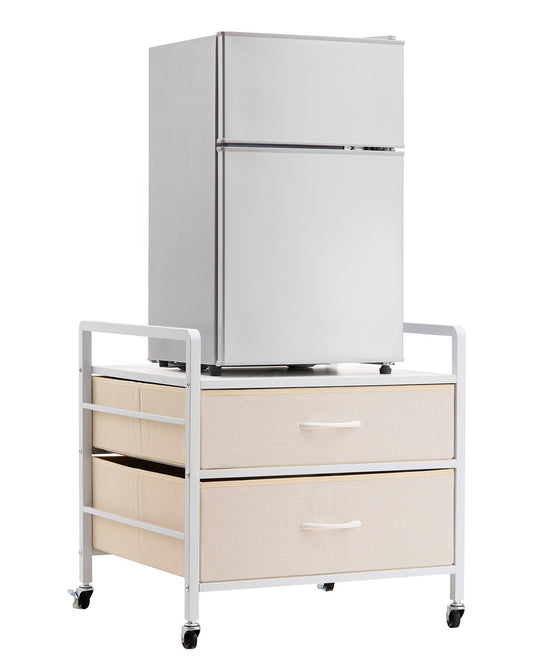 Mini Fridge Stand with Storage 176 lbs White Mini Fridge Table 2 Drawers