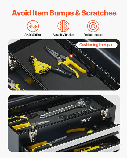 Verktygslåda 20,5-tums Bärbar Verktygslåda i metall med 3 lådor Tool Organizer
