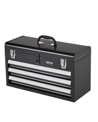 Verktygslåda 20,5-tums Bärbar Verktygslåda i metall med 3 lådor Tool Organizer