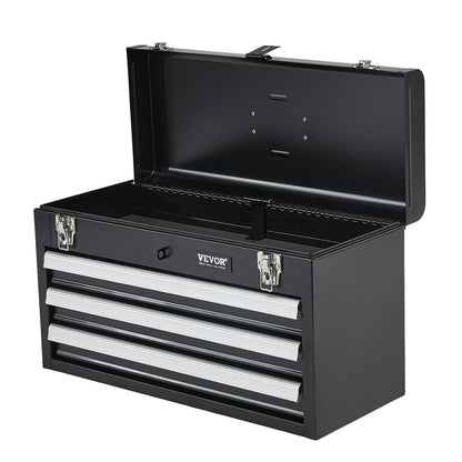 Verktygslåda 20,5-tums Bärbar Verktygslåda i metall med 3 lådor Tool Organizer
