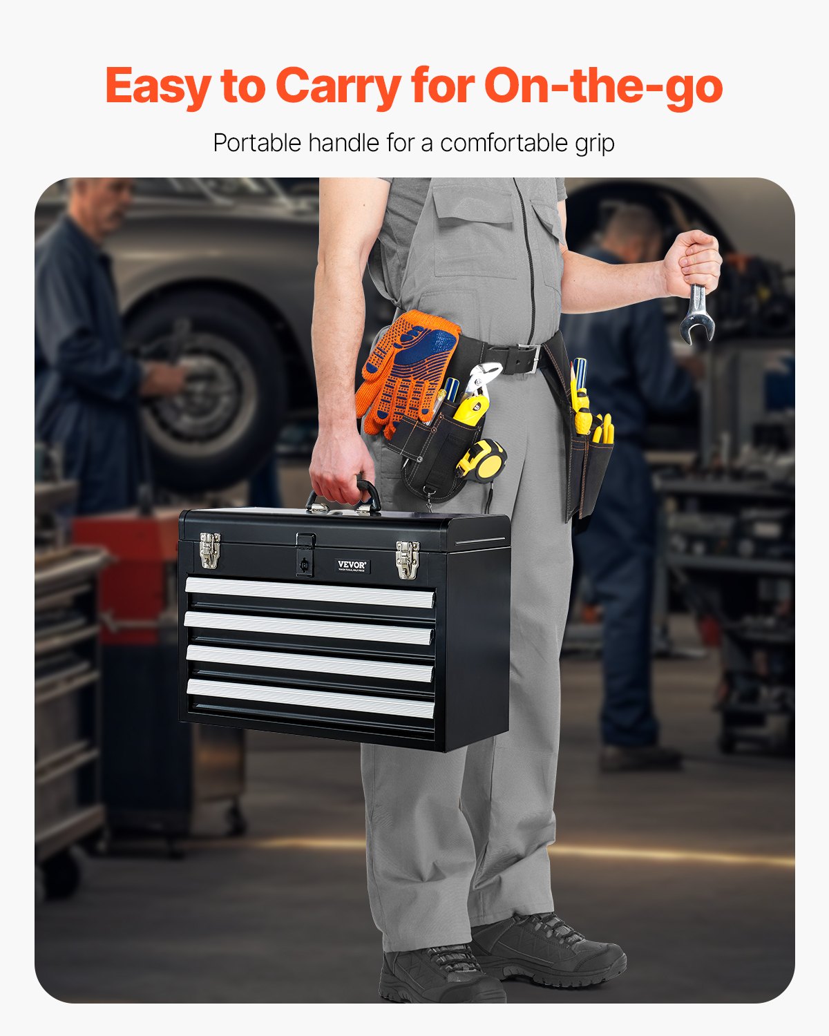 Verktygslåda 20,5-tums bärbar verktygslåda i metall med 4 lådor Verktygsorganisator