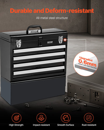 Verktygslåda 20,5-tums bärbar verktygslåda i metall med 4 lådor Verktygsorganisator