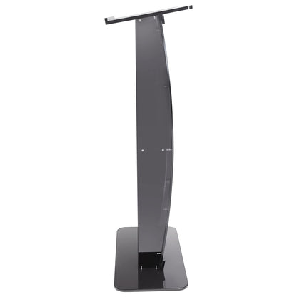 Acrylic Podium, 47" High, Acrylic Podium Stand with Wide Reading Surface and Storage Shelf, Floor Standing Clear Pulpits Acrylic for Church Office School, Black