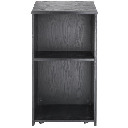 Podium Stand, 47 i Hostess Stand med 4 rullande hjul, Wood Podium med förvaringshyllor och snedställda skrivbord, talarstolar och podier för kyrka, kontor, skola, hem, svart
