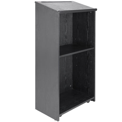 Podium Stand, 47 i Hostess Stand med 4 rullande hjul, Wood Podium med förvaringshyllor och snedställda skrivbord, talarstolar och podier för kyrka, kontor, skola, hem, svart