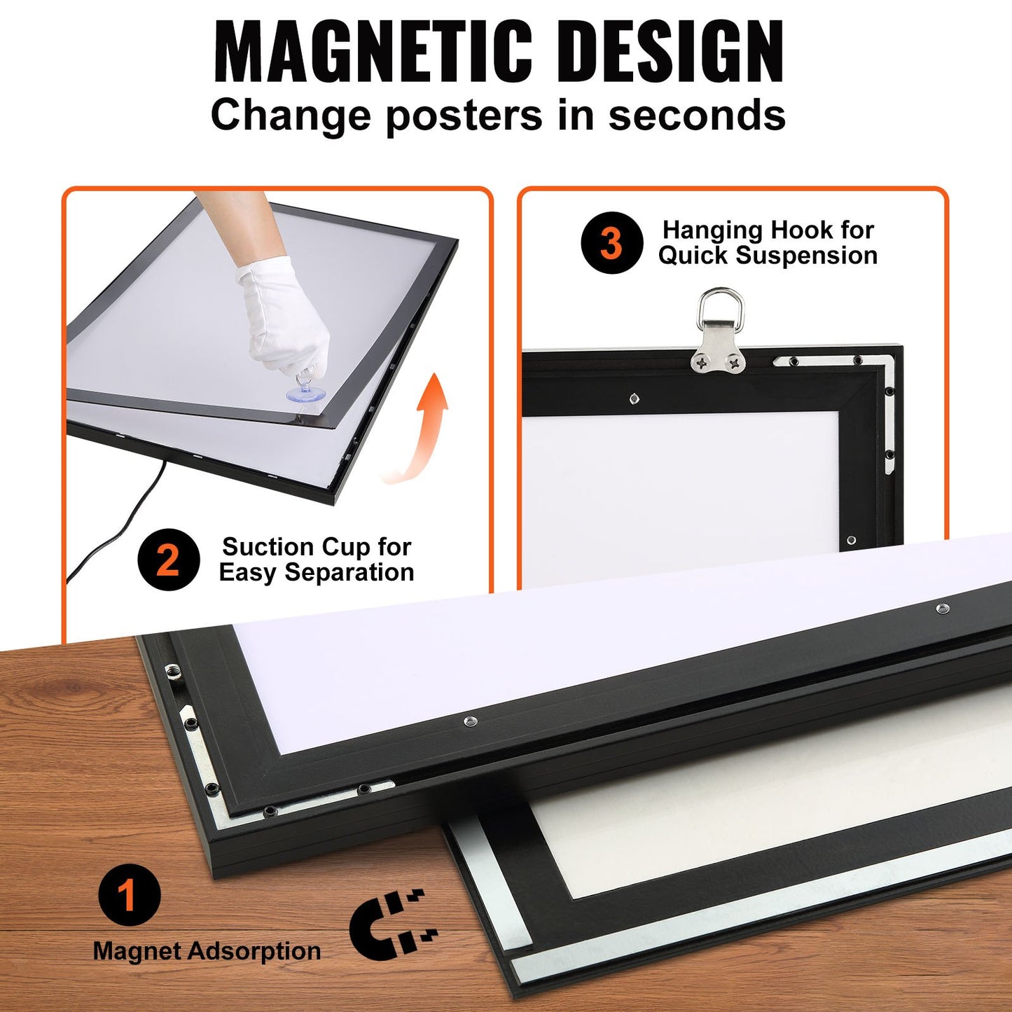 Bildram Affischram LED-ljuslåda 610x914mm Filmaffischer Svart