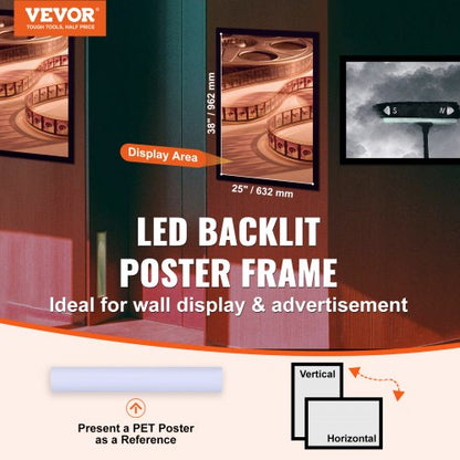 Bildram Affischram LED Ljuslåda 962x632 mm Filmaffischer Svart |  EU