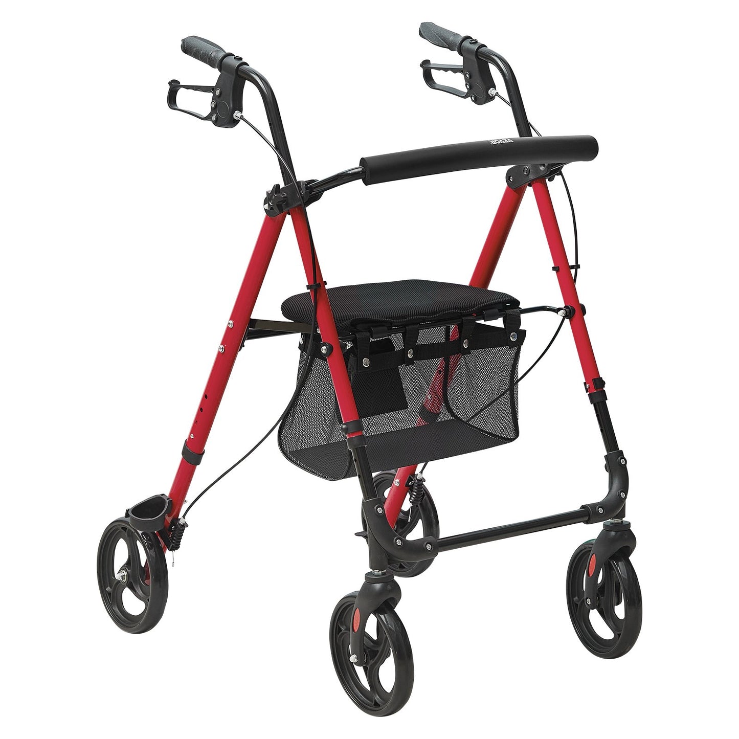 Rollator Walker för seniorer och vuxna, lätt fällbar rullstol i aluminium med justerbar sits och handtag, Rollator Rollator för utomhusbruk med 8" terränghjul, 300 LBS kapacitet