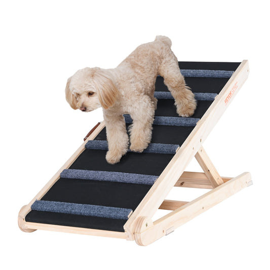 Dog Ramp, Foldable Pet Ramp for Bed, Adjustable Dog Ramp for Small, Large, Old Dogs and Cats, Wooden Pet Ramp with 41.3" Long Ramp, Adjustable from 13.77" to 25.59", Suitable for Sofa, Couch, Car