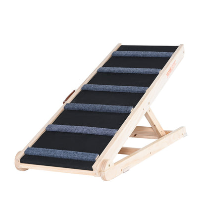Dog Ramp, Foldable Pet Ramp for Bed, Adjustable Dog Ramp for Small, Large, Old Dogs and Cats, Wooden Pet Ramp with 41.3" Long Ramp, Adjustable from 13.77" to 25.59", Suitable for Sofa, Couch, Car