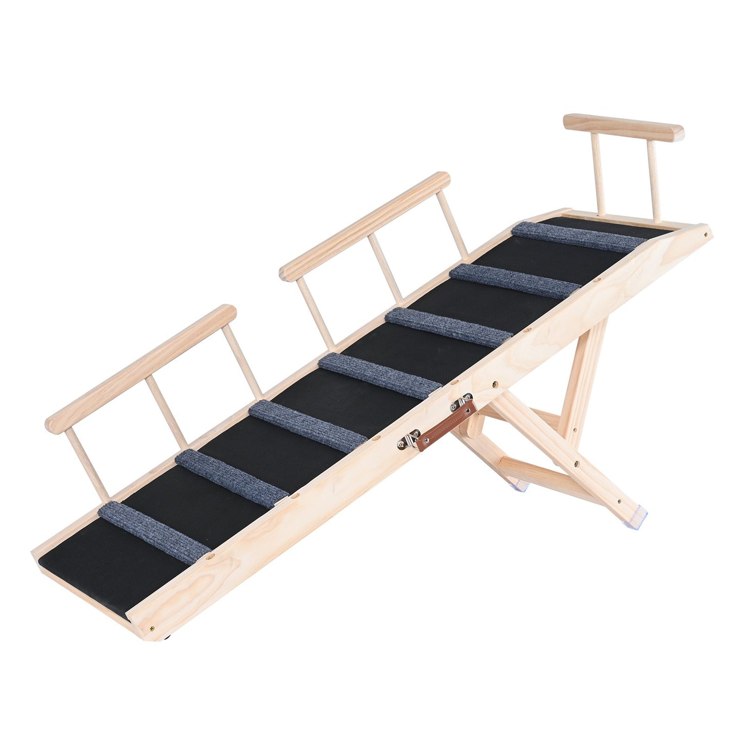 Dog Ramp, Foldable Pet Ramp for Bed, Adjustable Dog Ramp for Small, Large, Old Dogs and Cats, Wooden Pet Ramp with 47.2" Long Ramp, Adjustable from 13.8" to 27.6", Suitable for Sofa, Couch, Car