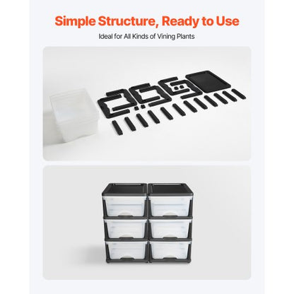 Plastförvaringslådor, 2-pack förvaringsorganisatör, 6 lådor garderobsorganisation och förvaringsavdelare, byråorganisatör genomskinliga lådor för kontorsmaterial, hantverksrum, klassrum och hem |  EU