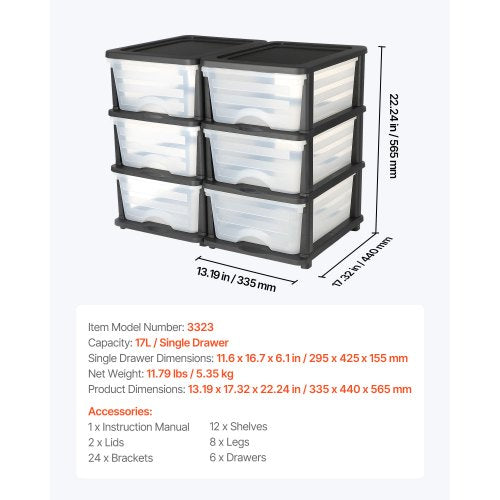 Plastförvaringslådor, 2-pack förvaringsorganisatör, 6 lådor garderobsorganisation och förvaringsavdelare, byråorganisatör genomskinliga lådor för kontorsmaterial, hantverksrum, klassrum och hem |  EU