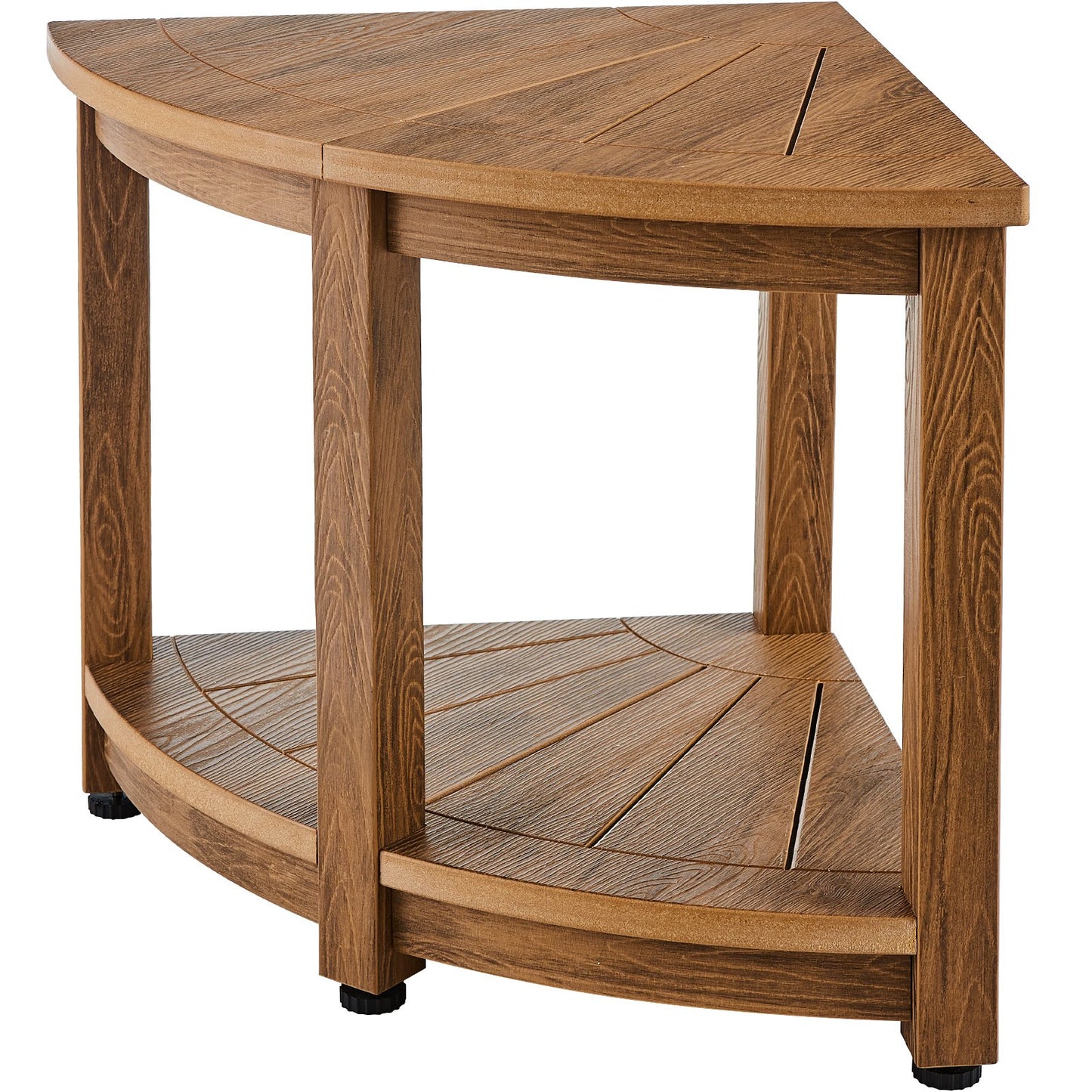 Corner Shower Stool, 18.5" Height 17.75" Radius, Faux Wood Grain Polystyrene, 350 LBS with Storage Shelf, Waterproof, Shower Stool for Indoor and Outdoor Shower, for Bathroom, Living Room