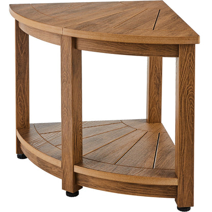 Corner Shower Stool, 18.5" Height 17.75" Radius, Faux Wood Grain Polystyrene, 350 LBS with Storage Shelf, Waterproof, Shower Stool for Indoor and Outdoor Shower, for Bathroom, Living Room