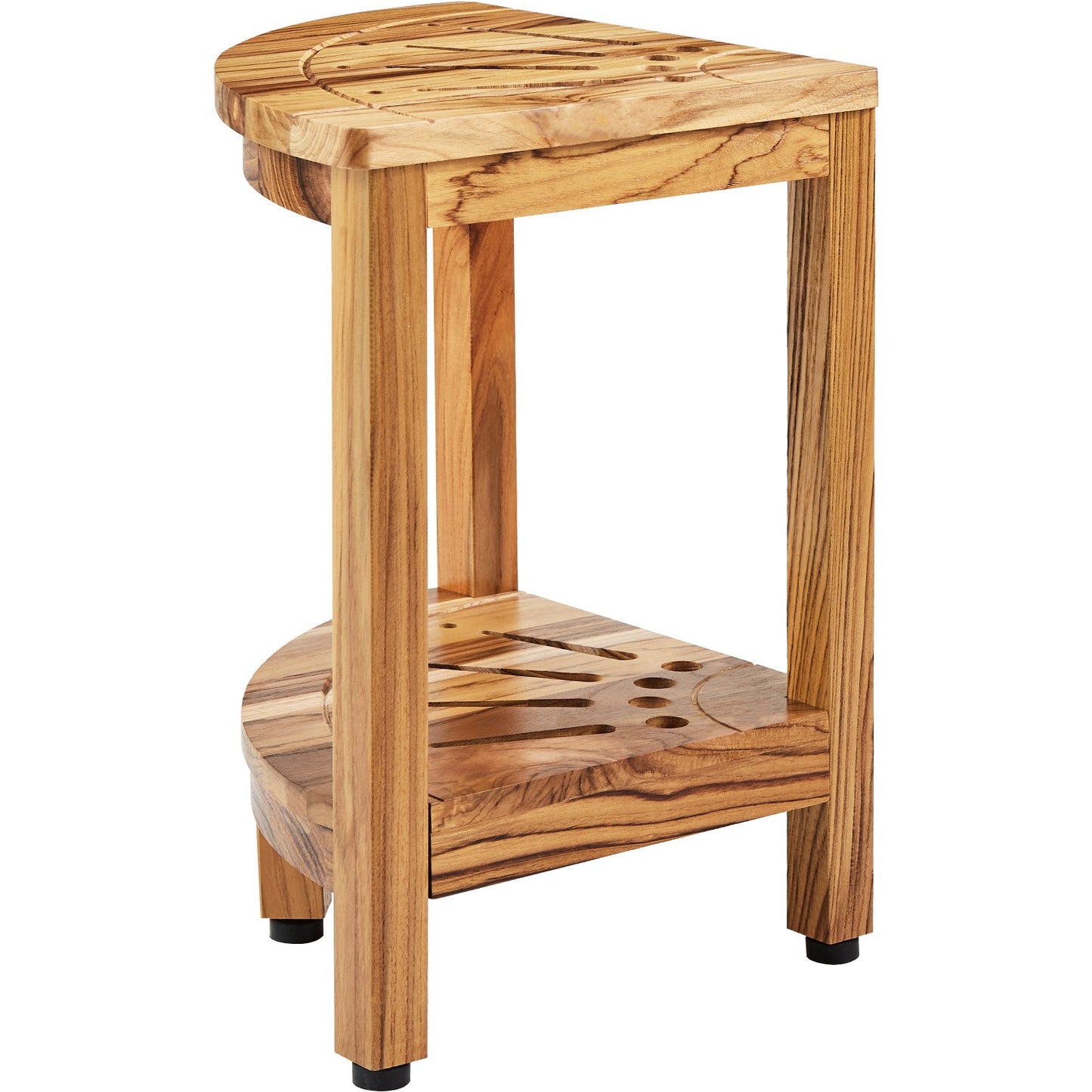 Hörnduschbänk i teak, 17 tum höjd 12 tum radie, 100 % teak hörnduschstrand, mögelbeständig, 300 LBS med förvaringshylla, duschpall för inne- och utedusch, för badrum