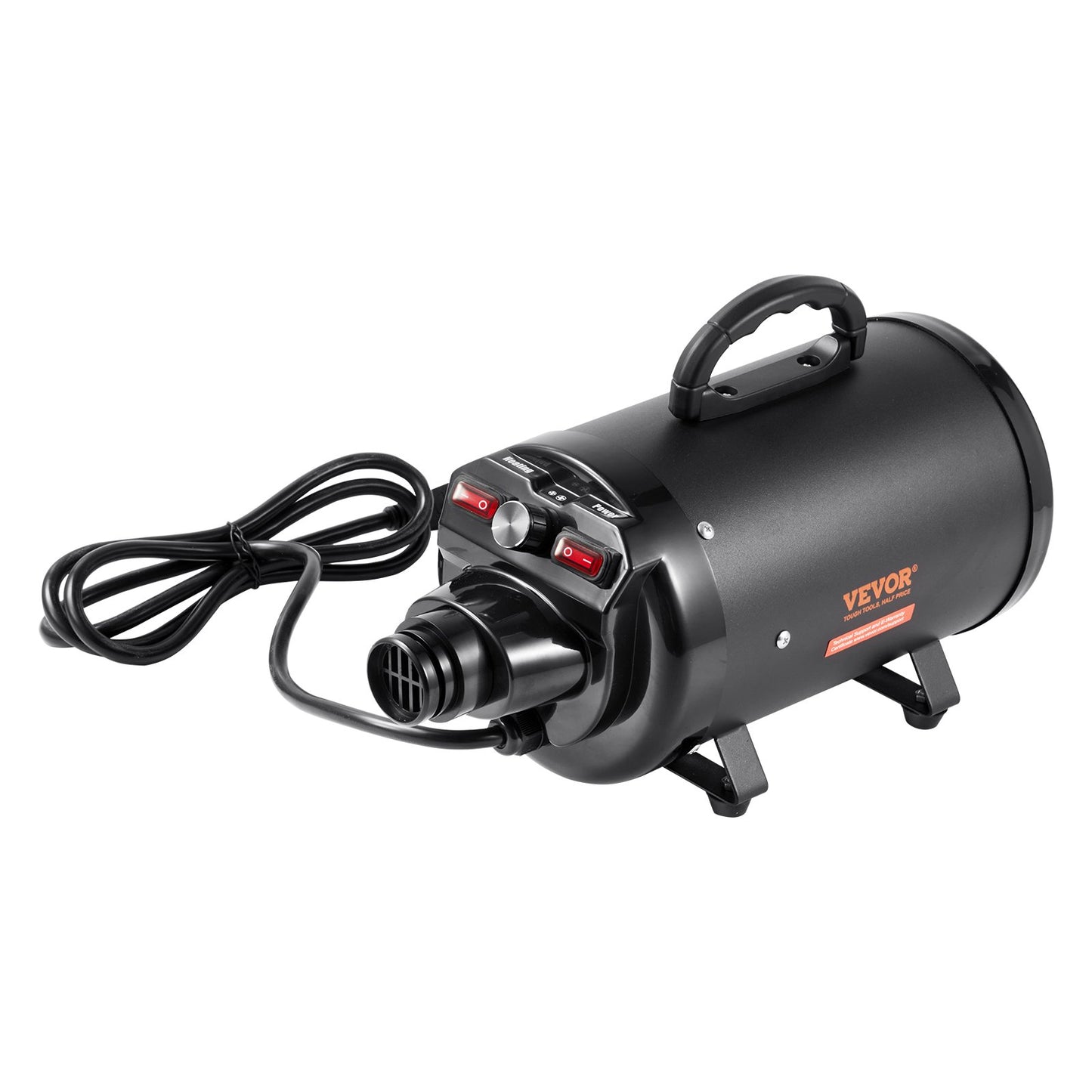 Dog Dryer, 2000W/2.7HP Dog Hair Dryer, Pet Grooming Dryer with Adjustable Speed and Temperature Control, Pet Hair Dryer with 4 Nozzles and Extendable Hose, Black
