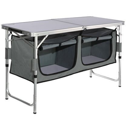 Camping Kitchen Table Foldable Portable Cook Station 3 Adjustable Heights
