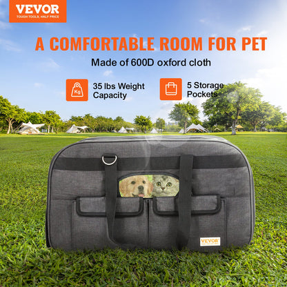 Cat Carrier with Wheels, Rolling Pet Carrier with Telescopic Handle and Shoulder Strap, Dog Carrier with Wheels for Pets Under 35 lbs, with 1 Collapsible Bowl, Black
