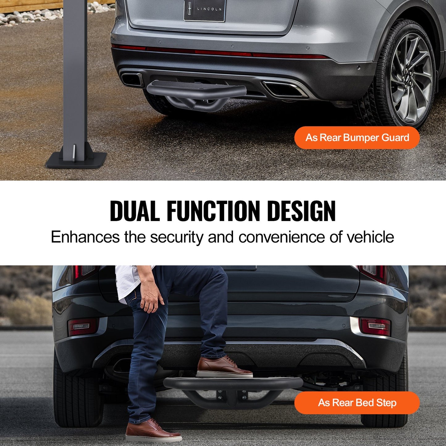 Hitch Step för 2" mottagare Universal Trailer Bogsering Bakre stötfångare Stål