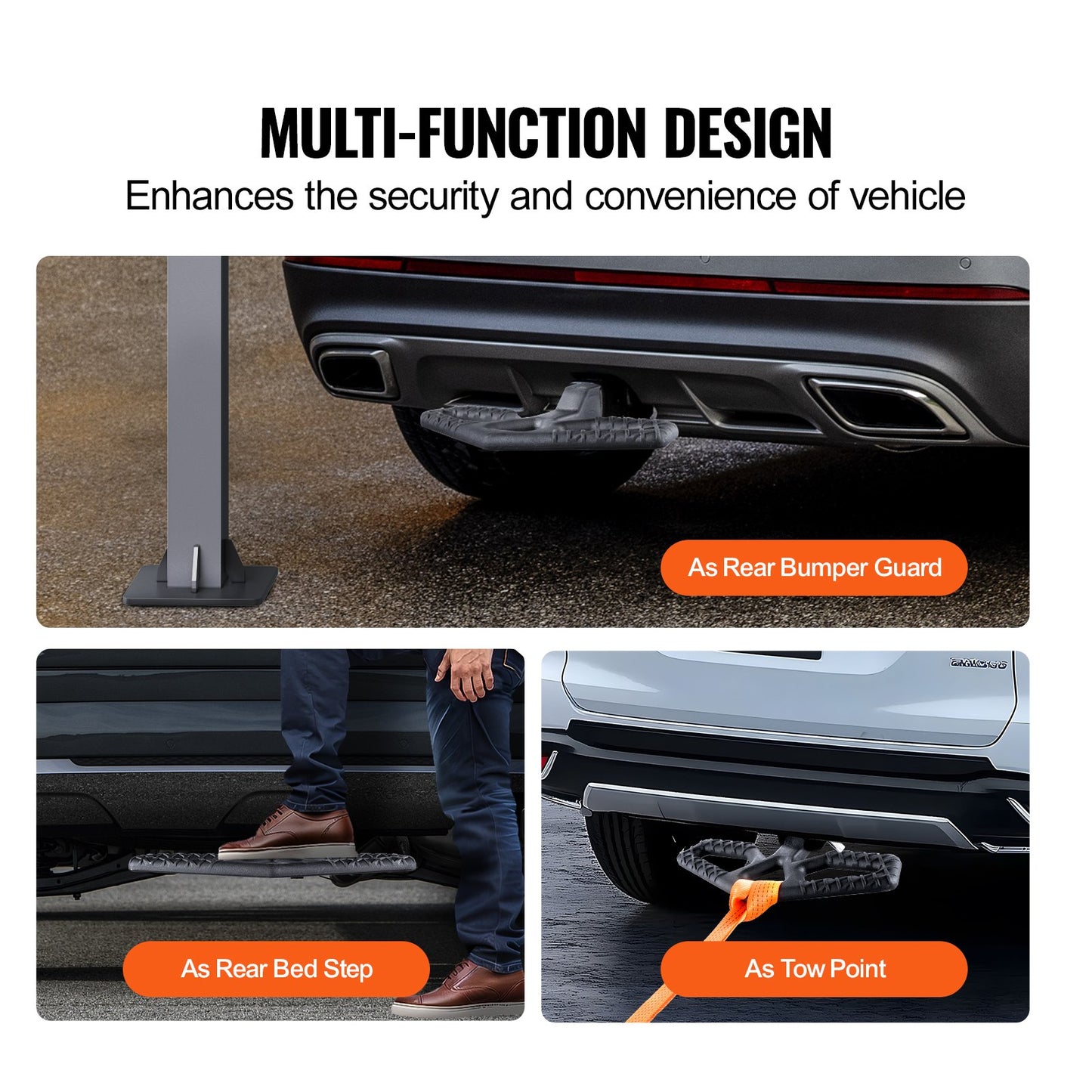 Hitch Step för 2" mottagare Universal Trailer Bogsering Bakre stötfångare Stål