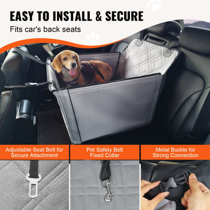 Dog Booster Car Seat Pet Car Seat för SML Hundar upp till 40 lbs Grå