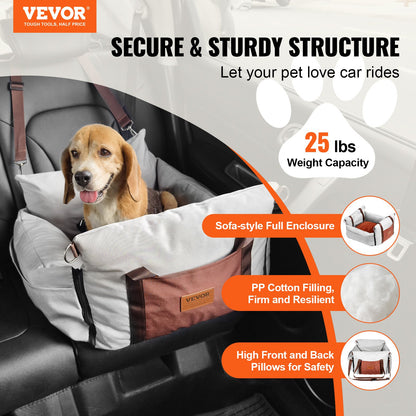 Dog Booster Car Seat Pet Car Seat för liten hund upp till 25lbs Grå