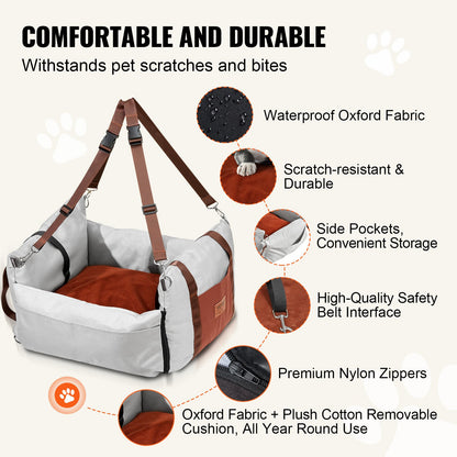 Dog Booster Car Seat Pet Car Seat för liten hund upp till 25lbs Grå