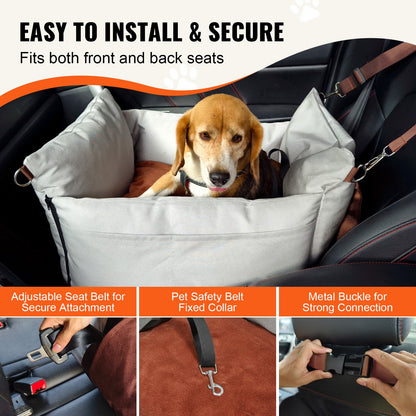 Dog Booster Car Seat Pet Car Seat för liten hund upp till 25lbs Grå