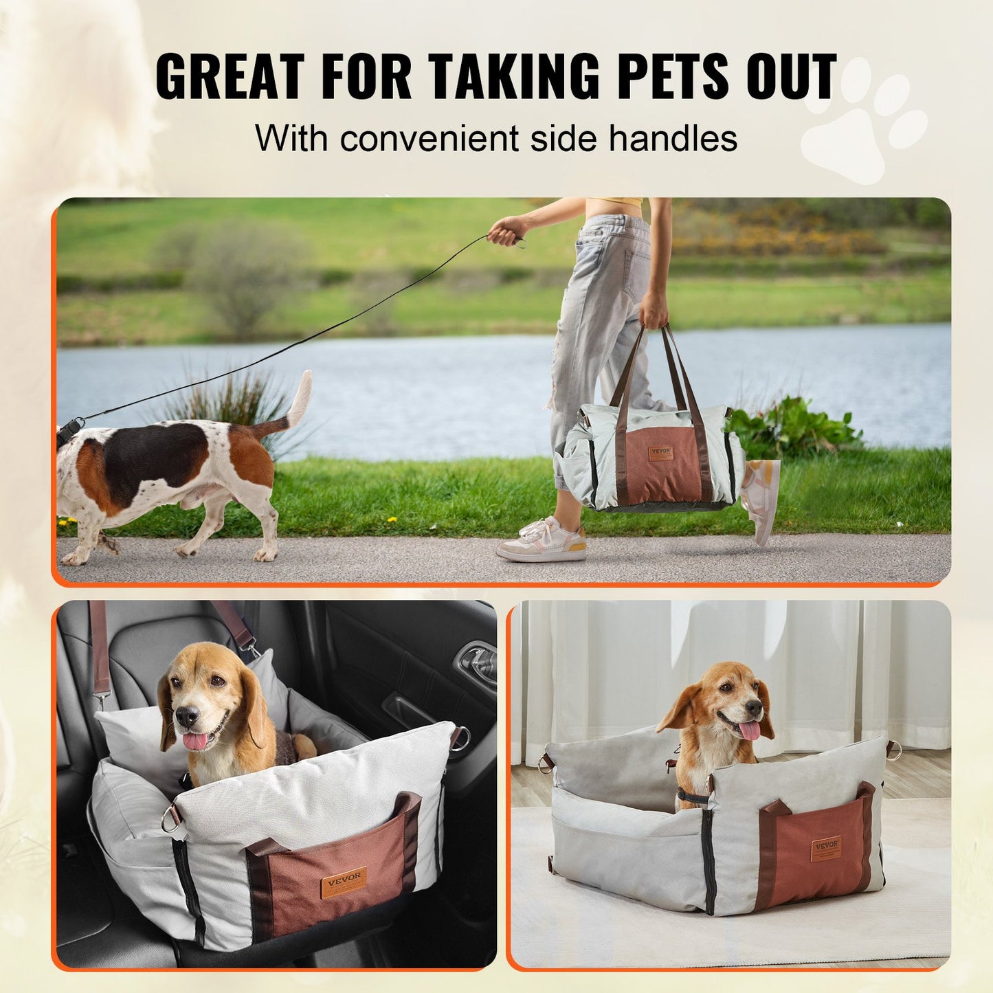 Dog Booster Car Seat Pet Car Seat för liten hund upp till 25lbs Grå