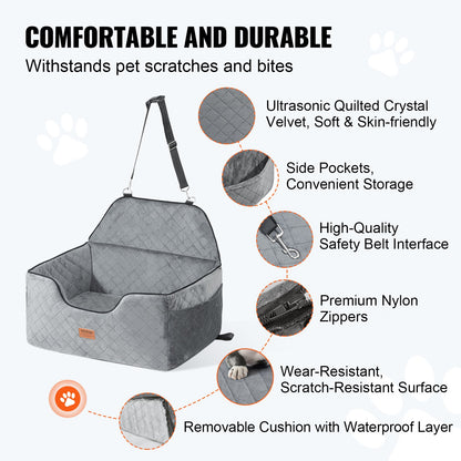 Dog Booster Car Seat Pet Car Seat för medelstor hund upp till 55 lbs Grå