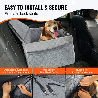 Dog Booster Car Seat Pet Car Seat för medelstor hund upp till 55 lbs Grå