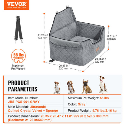 Dog Booster Car Seat Pet Car Seat för medelstor hund upp till 55 lbs Grå