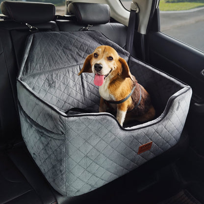 Dog Booster Car Seat Pet Car Seat för medelstor hund upp till 55 lbs Grå