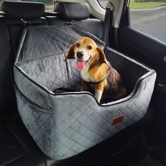 Dog Booster Car Seat Pet Car Seat för medelstor hund upp till 55 lbs Grå