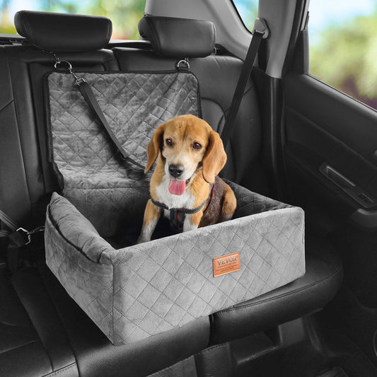 Dog Booster Car Seat Pet Car Seat för små medelstora hundar upp till 40 lbs Grå