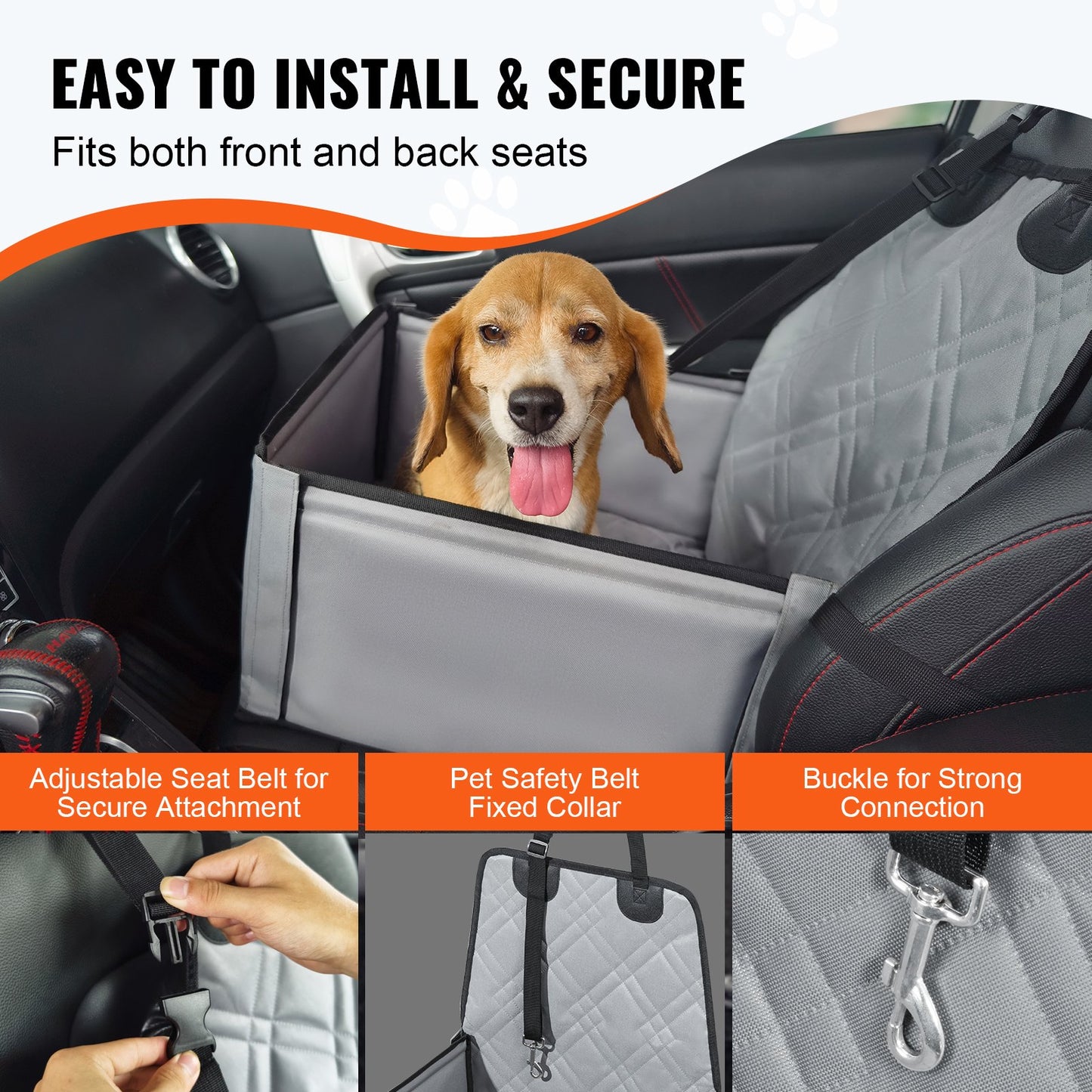 Dog Booster Autositz Haustier Autositz für kleine Hunde bis zu 26 lbs Grau