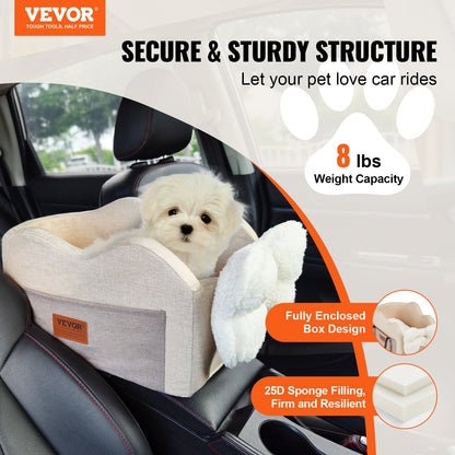 Center Console Dog Car Seat Hund Booster Car Seat för liten hund 8 lbs
