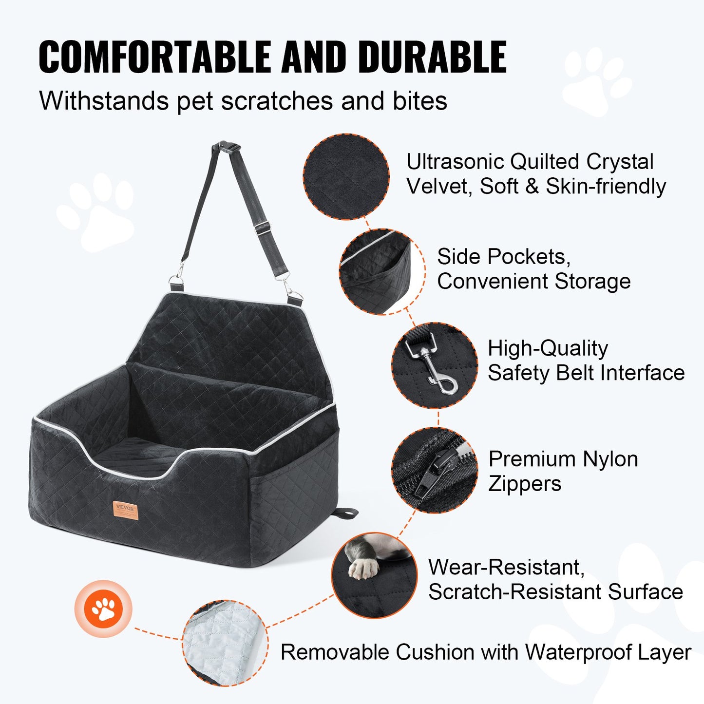 Dog Booster Car Seat Pet Car Seat for Medium Large Dog up to 55 lbs Black